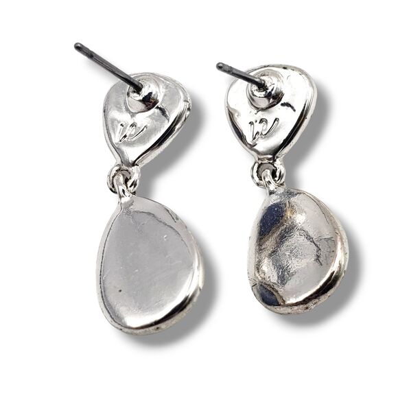 LC Lauren Conrad Two Tone Metal Teardrop Double Drop Earrings Purple Center - Picture 6 of 10